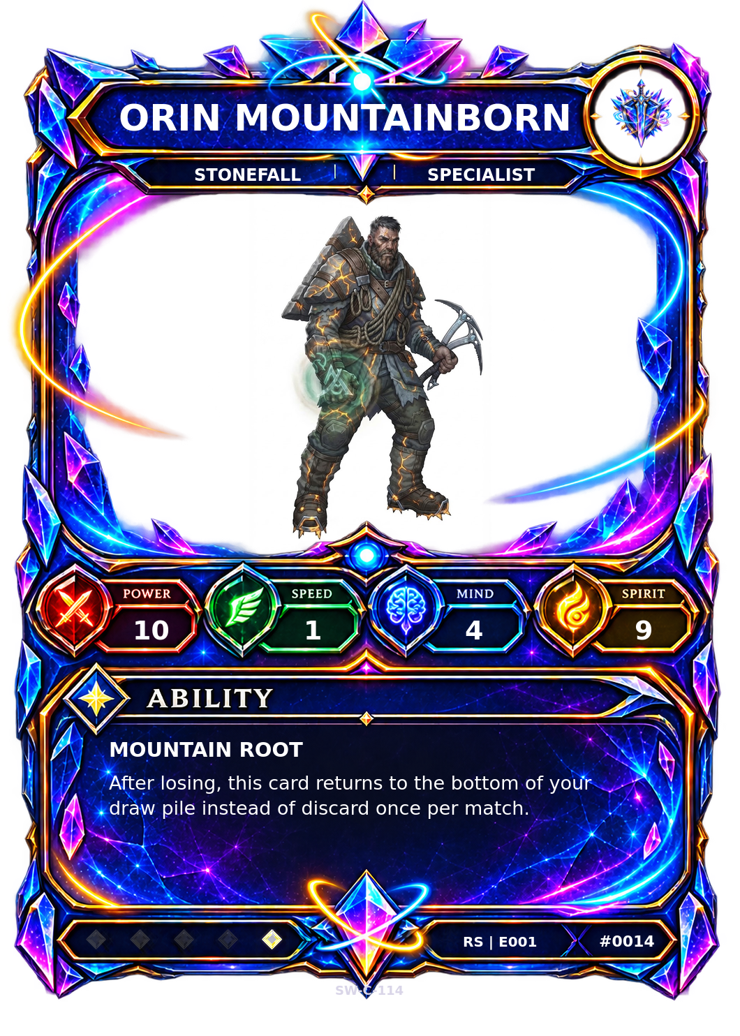 Rendered Orin Mountainborn Resonance Champion card
