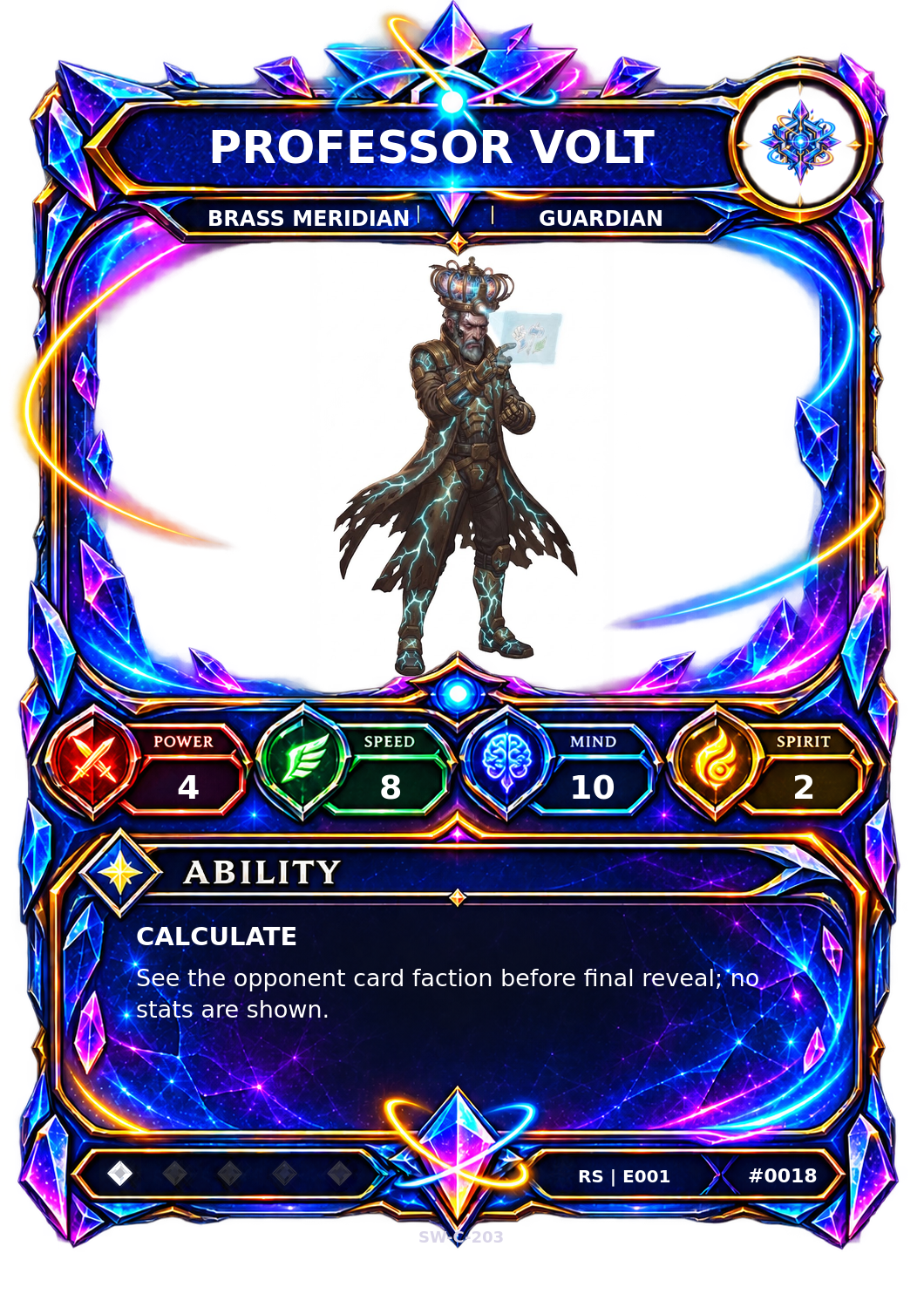 Rendered Professor Volt Resonance Champion card