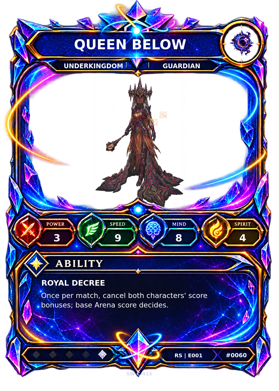 Rendered Queen Below Resonance Champion card