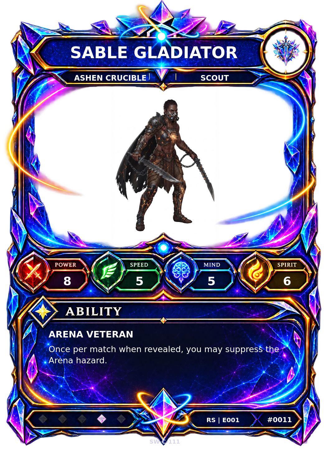 Rendered Sable Gladiator Resonance Champion card
