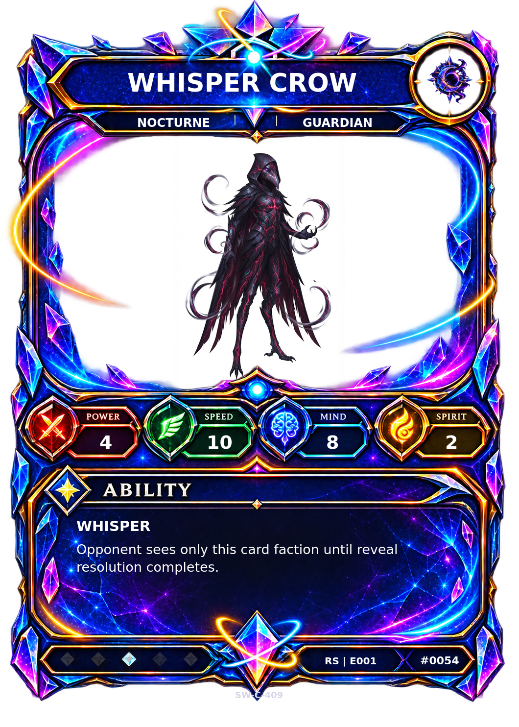 Rendered Whisper Crow Resonance Champion card