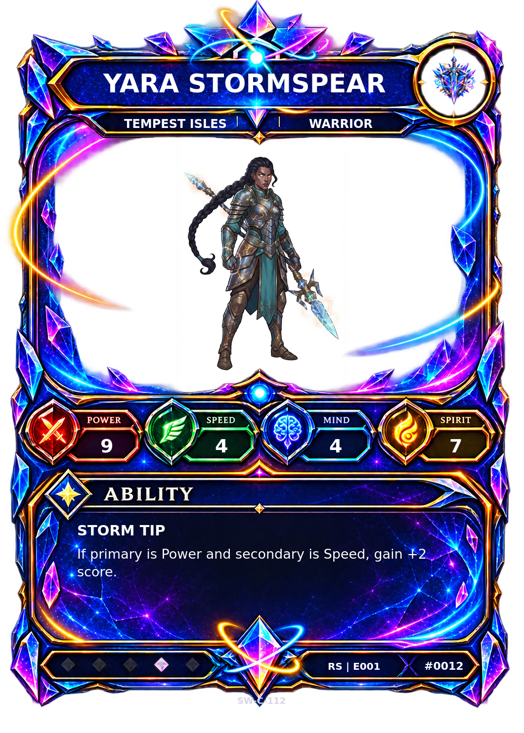 Rendered Yara Stormspear Resonance Champion card