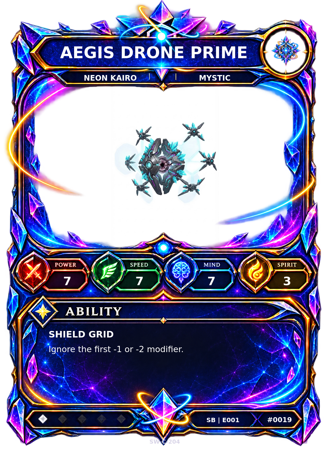 Rendered Aegis Drone Prime Shardbound Champion card
