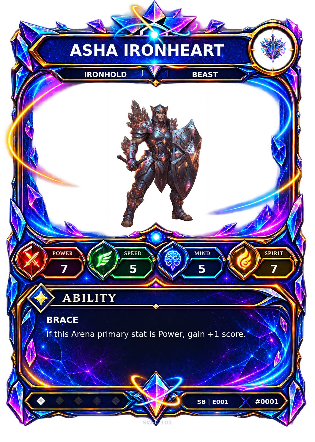 Rendered Asha Ironheart Shardbound Champion card