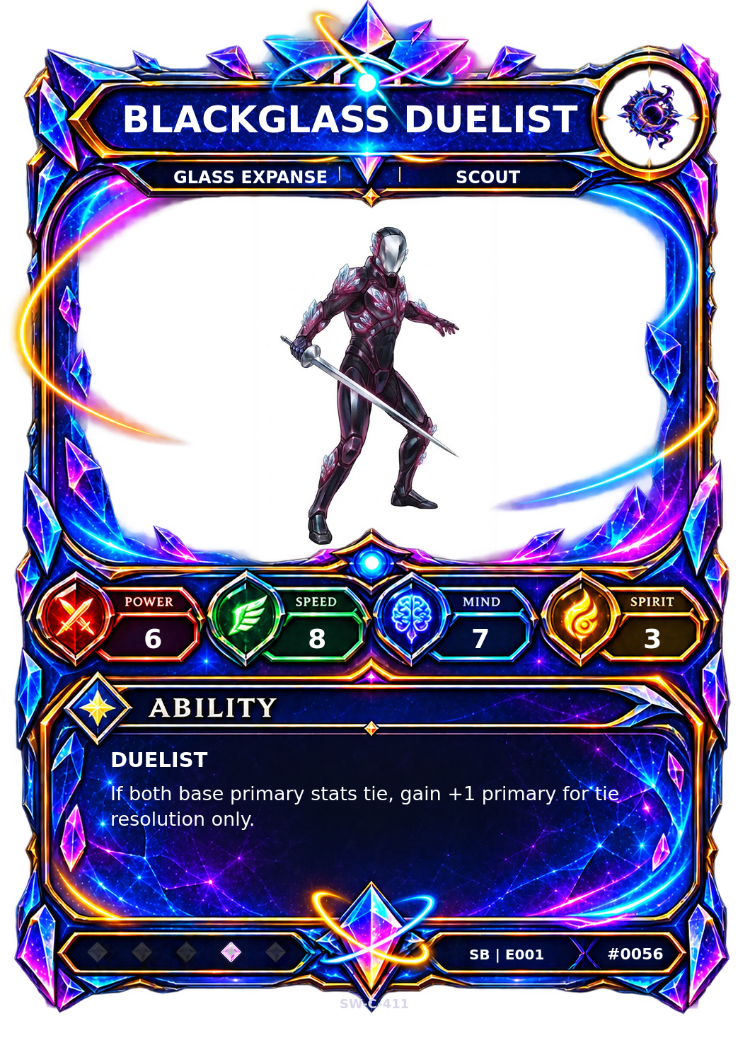 Rendered Blackglass Duelist Shardbound Champion card