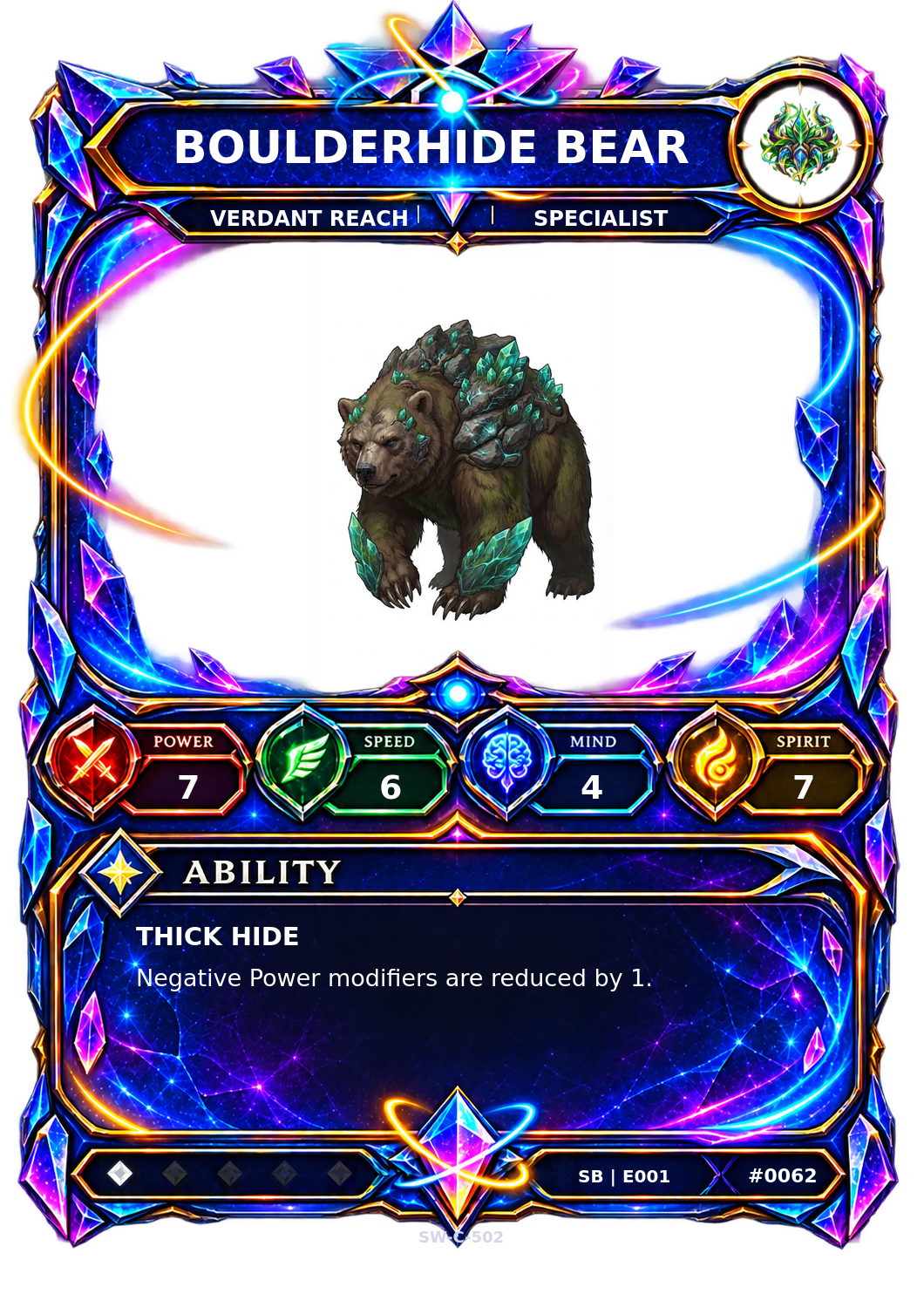 Rendered Boulderhide Bear Shardbound Champion card