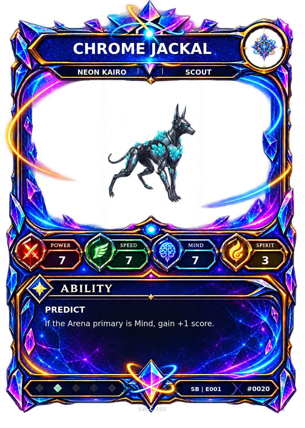 Rendered Chrome Jackal Shardbound Champion card