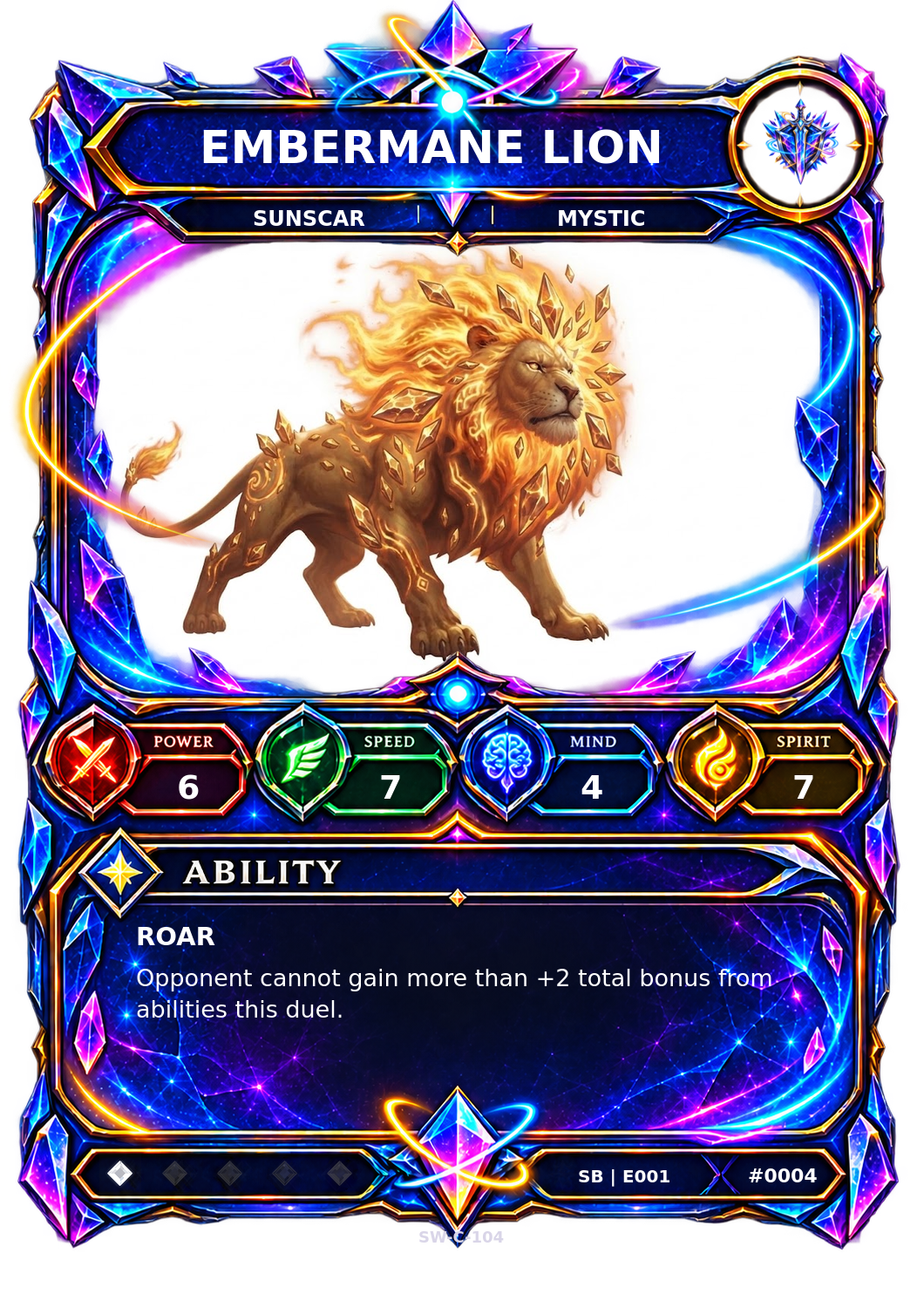 Rendered Embermane Lion Shardbound Champion card