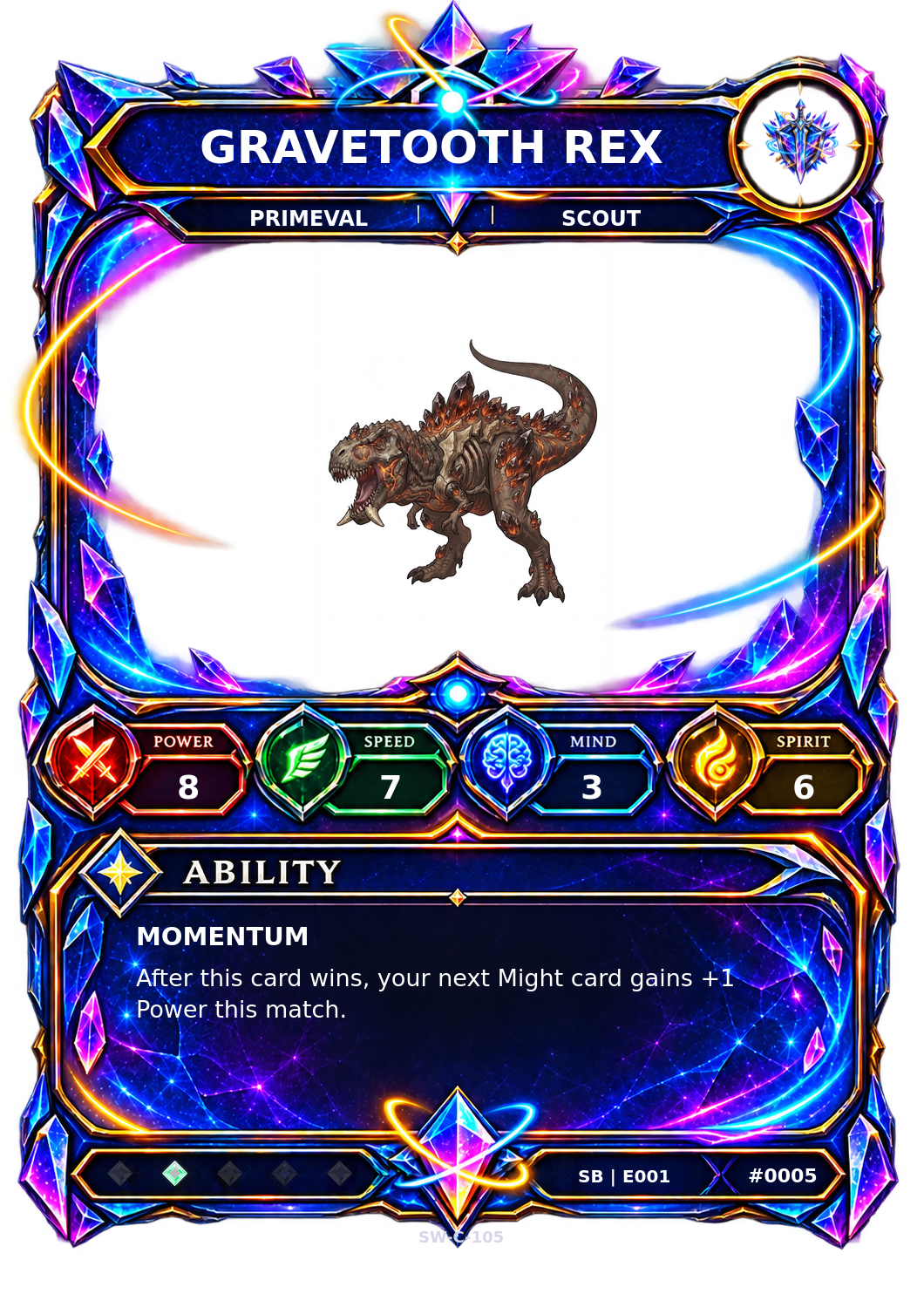 Rendered Gravetooth Rex Shardbound Champion card