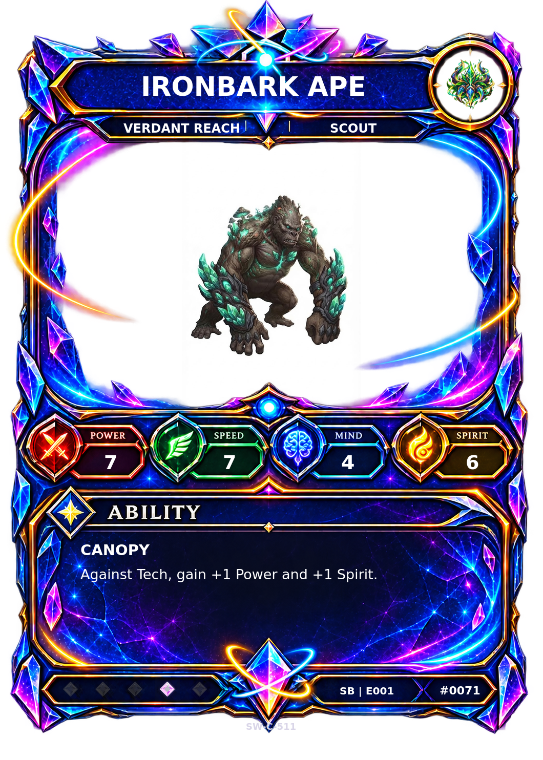 Rendered Ironbark Ape Shardbound Champion card