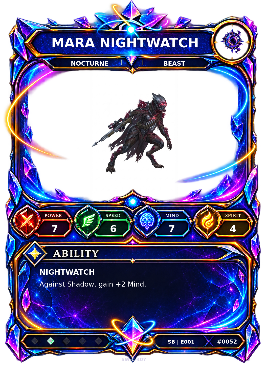 Rendered Mara Nightwatch Shardbound Champion card