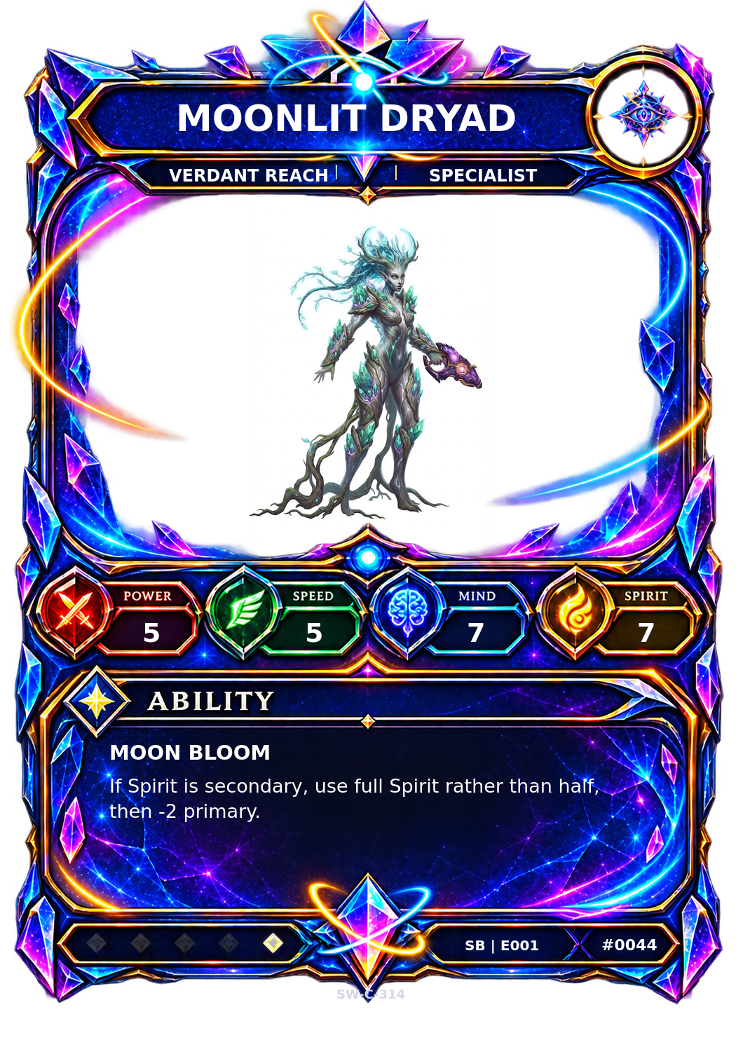Rendered Moonlit Dryad Shardbound Champion card