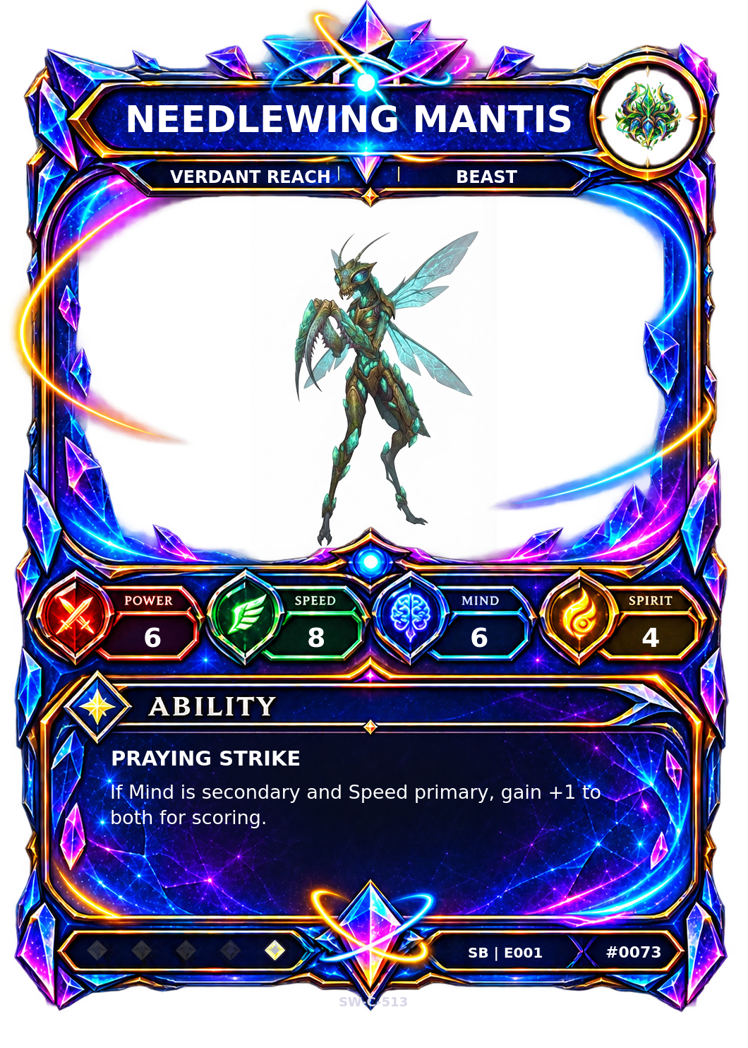 Rendered Needlewing Mantis Shardbound Champion card