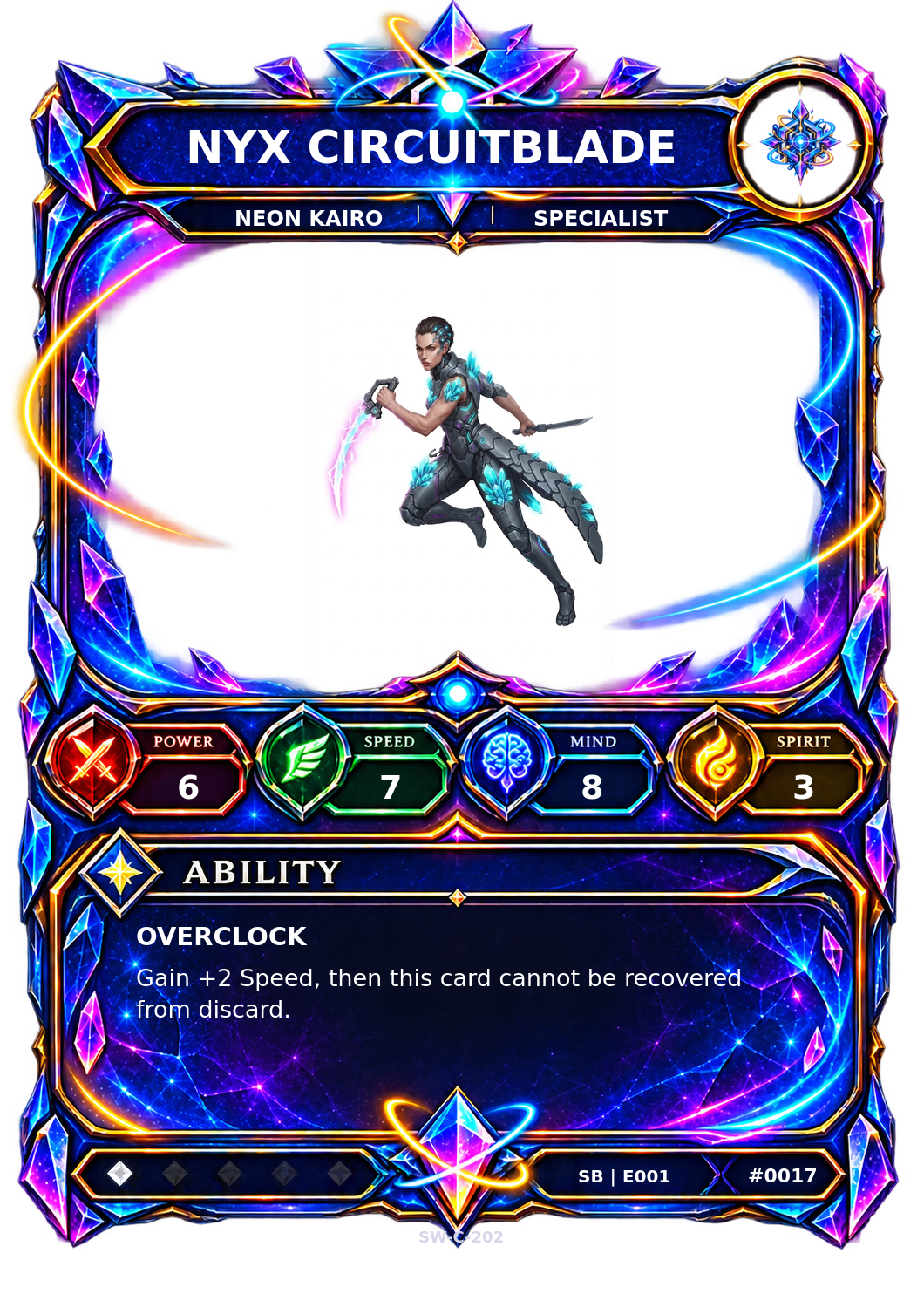 Rendered Nyx Circuitblade Shardbound Champion card