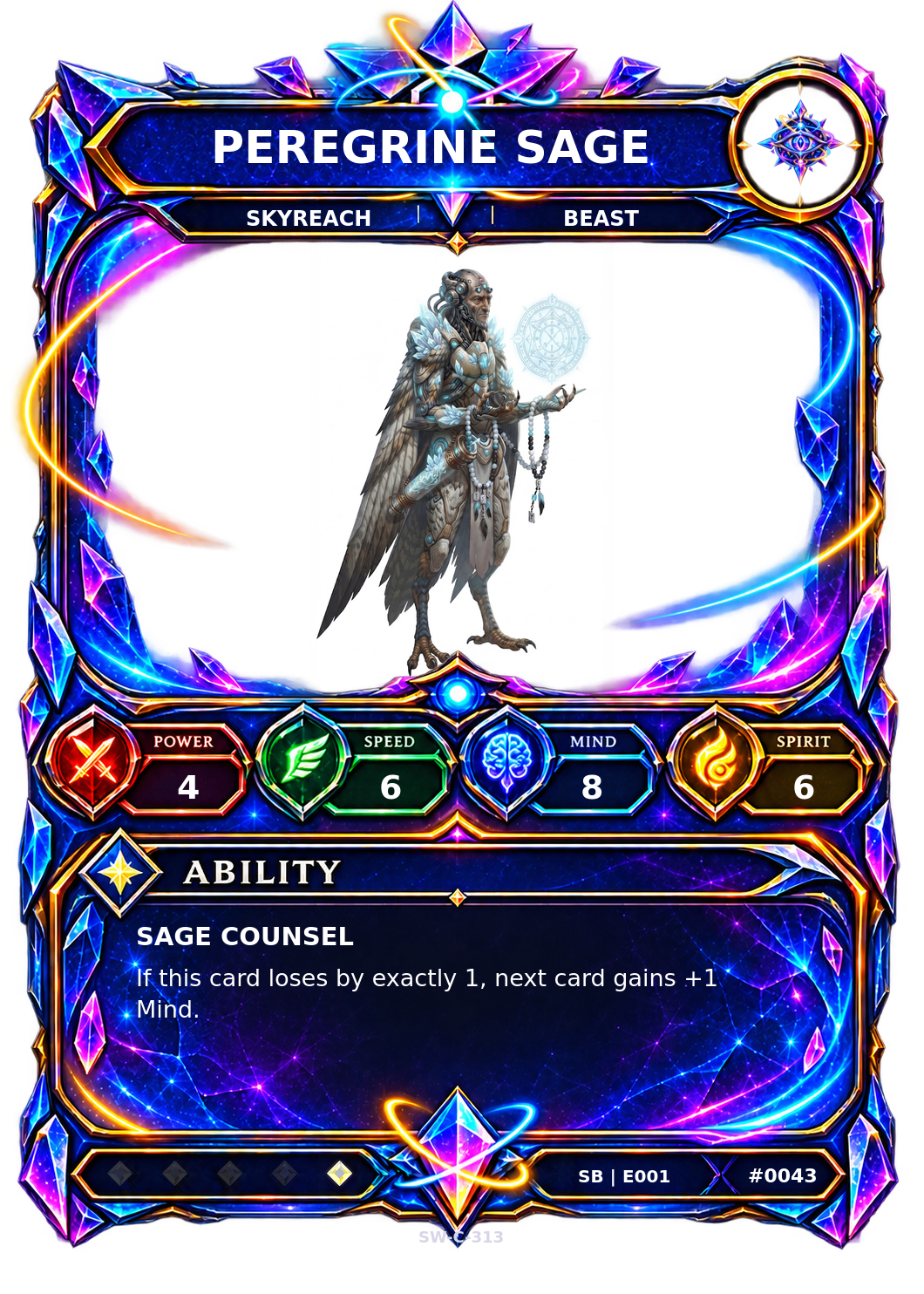 Rendered Peregrine Sage Shardbound Champion card