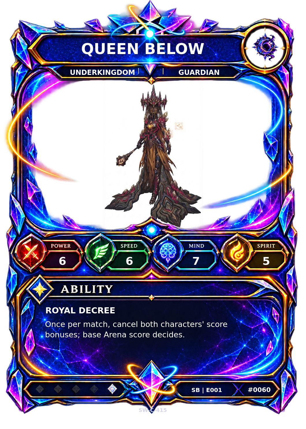 Rendered Queen Below Shardbound Champion card