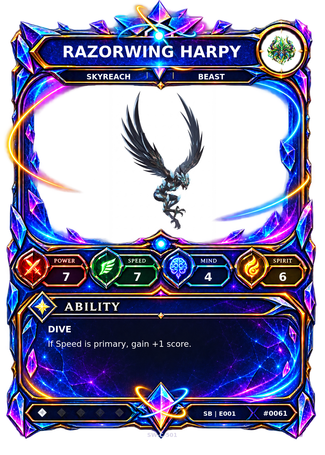 Rendered Razorwing Harpy Shardbound Champion card