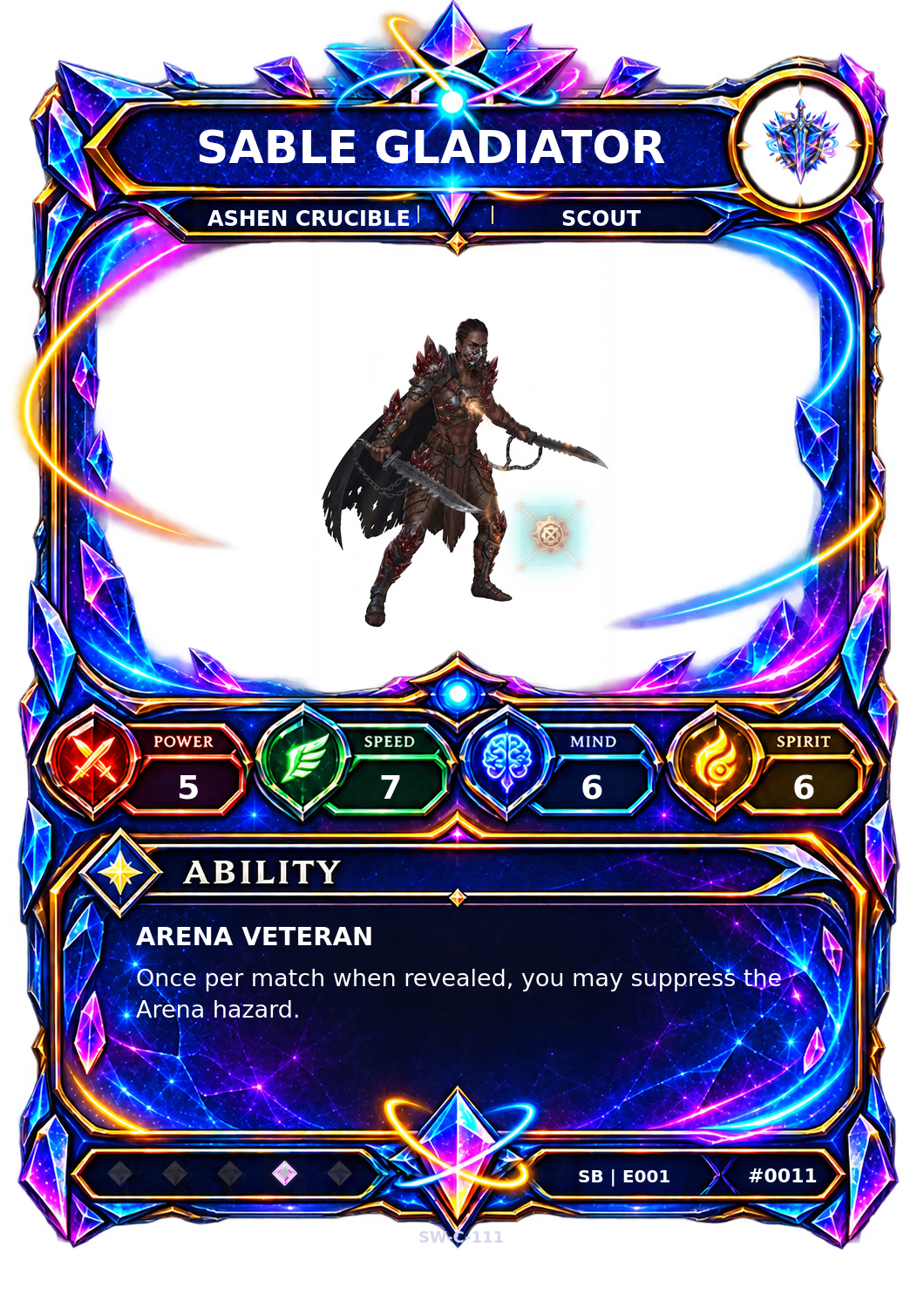Rendered Sable Gladiator Shardbound Champion card