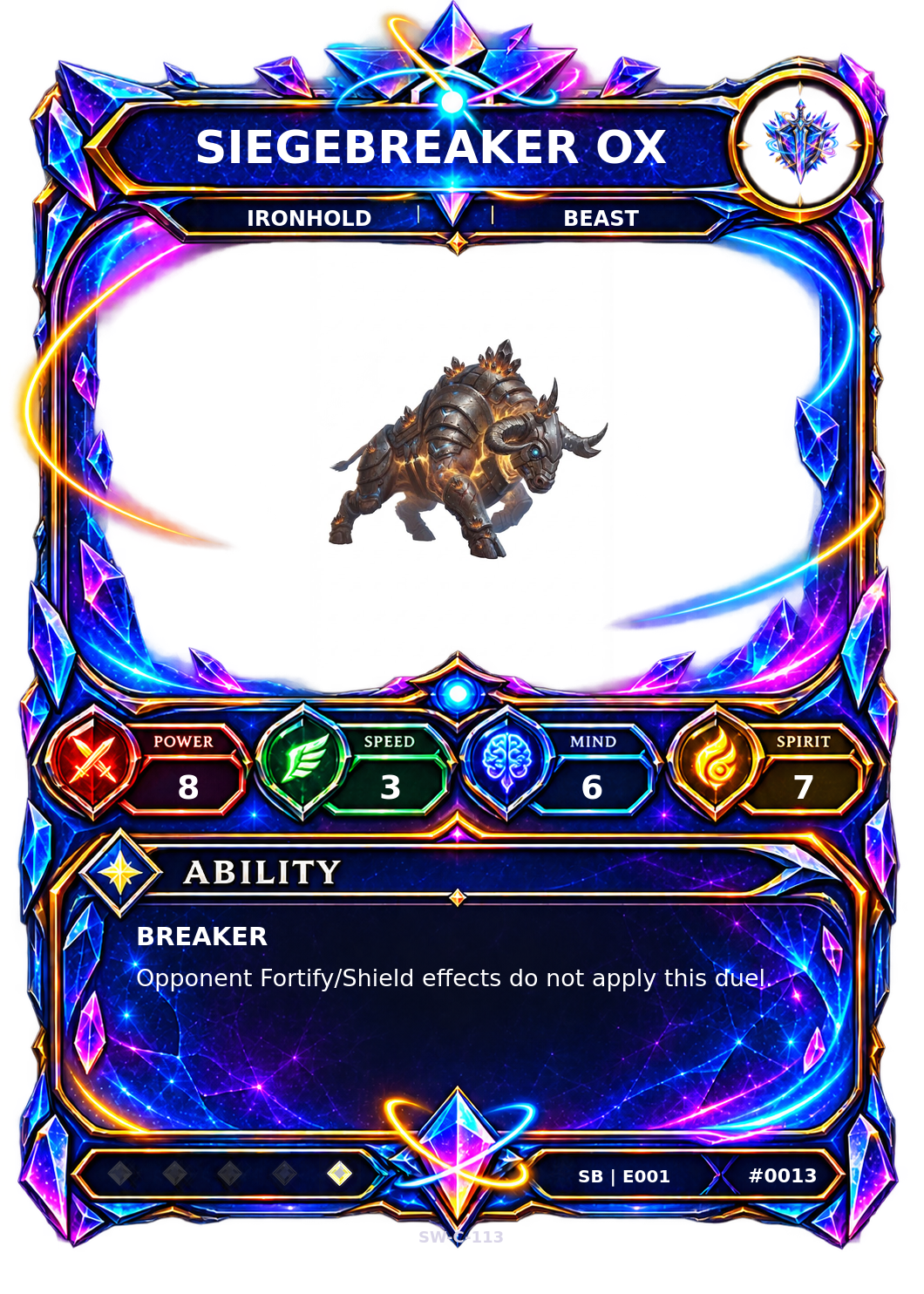 Rendered Siegebreaker Ox Shardbound Champion card