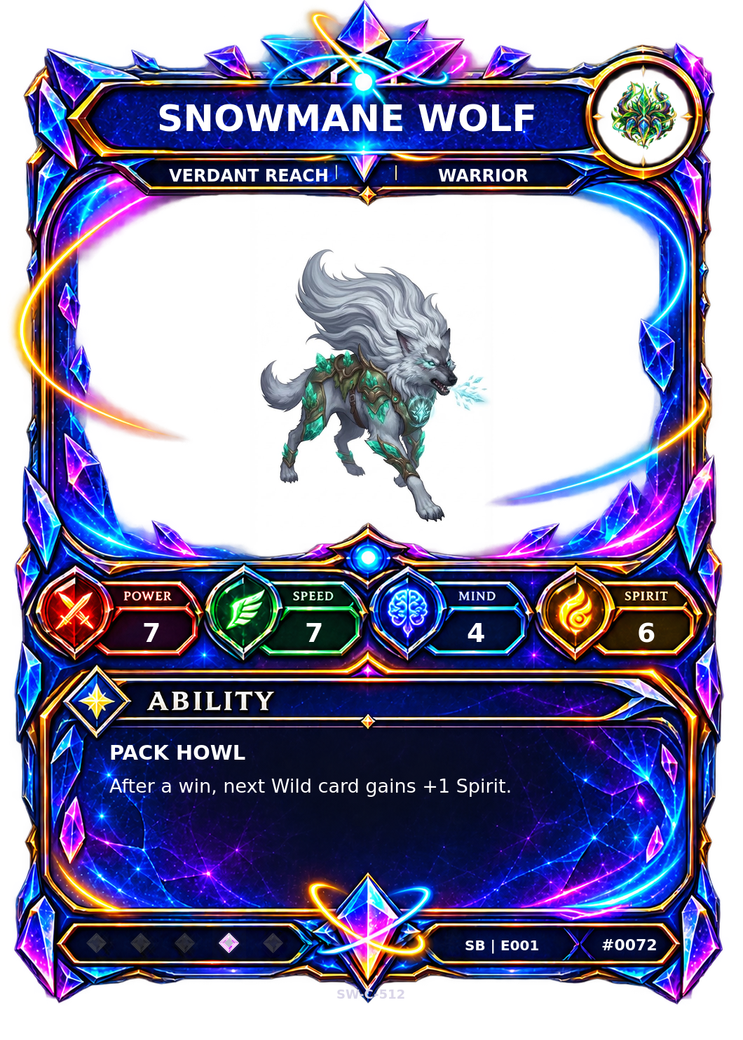 Rendered Snowmane Wolf Shardbound Champion card