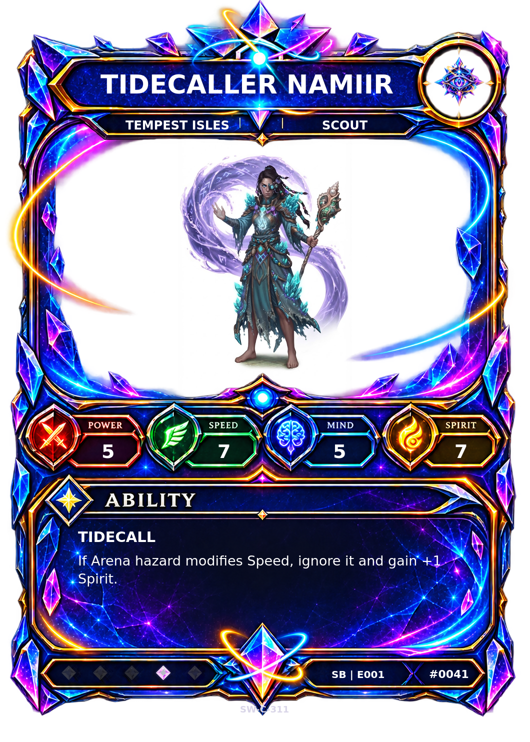 Rendered Tidecaller Namiir Shardbound Champion card