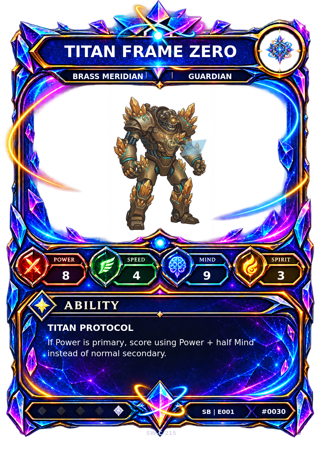 Rendered Titan Frame Zero Shardbound Champion card