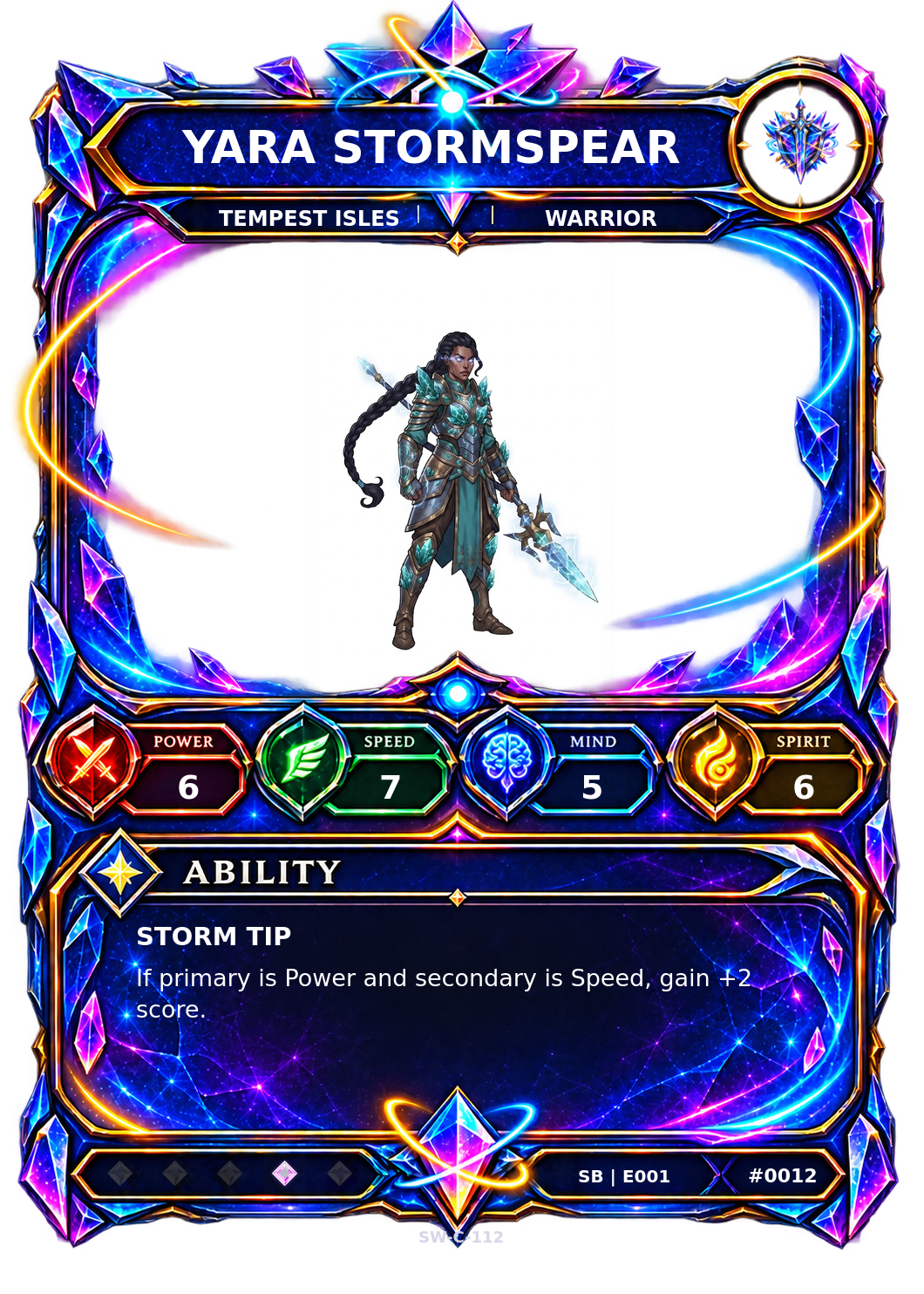 Rendered Yara Stormspear Shardbound Champion card