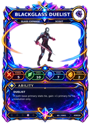 Rendered Blackglass Duelist Ascendant Champion card