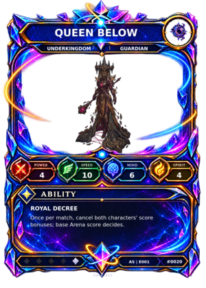 Rendered Queen Below Ascendant Champion card