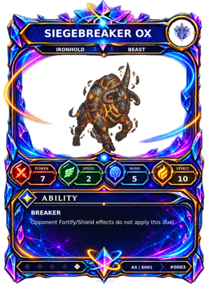 Rendered Siegebreaker Ox Ascendant Champion card
