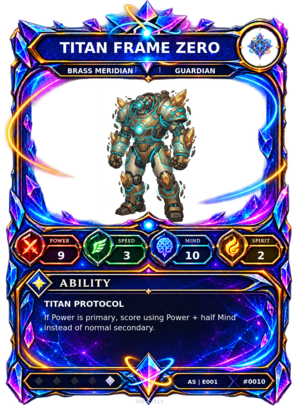 Rendered Titan Frame Zero Ascendant Champion card