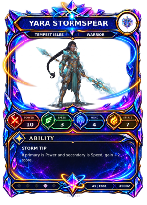 Rendered Yara Stormspear Ascendant Champion card