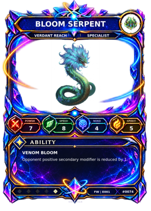 Rendered Bloom Serpent Base Champion card