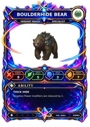 Rendered Boulderhide Bear Base Champion card