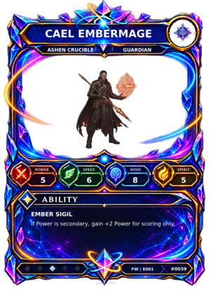 Rendered Cael Embermage Base Champion card