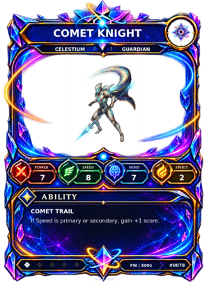 Rendered Comet Knight Base Champion card