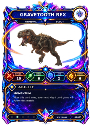 Rendered Gravetooth Rex Base Champion card