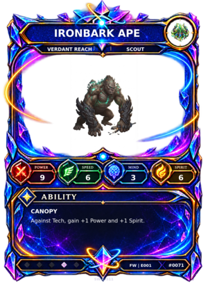 Rendered Ironbark Ape Base Champion card
