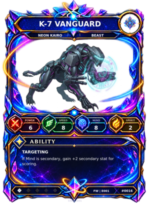 Rendered K-7 Vanguard Base Champion card