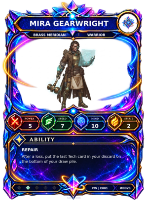 Rendered Mira Gearwright Base Champion card