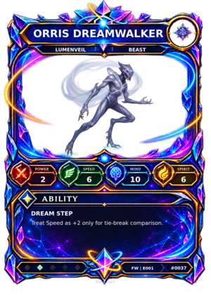 Rendered Orris Dreamwalker Base Champion card
