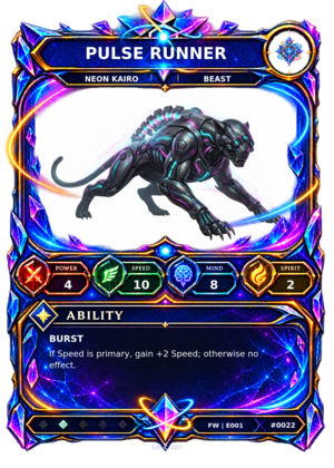 Rendered Pulse Runner Base Champion card