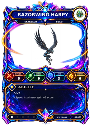 Rendered Razorwing Harpy Base Champion card