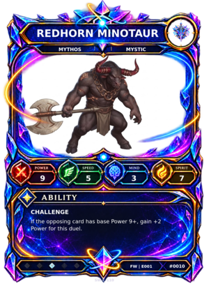 Rendered Redhorn Minotaur Base Champion card