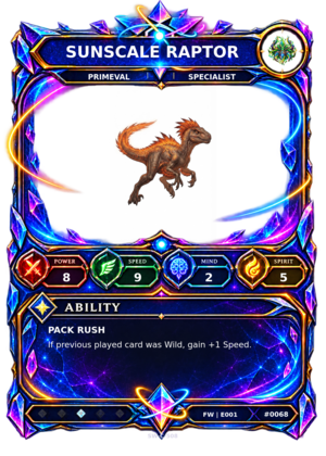 Rendered Sunscale Raptor Base Champion card