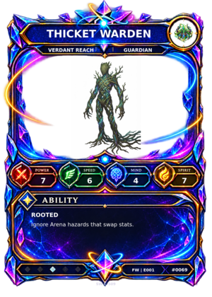 Rendered Thicket Warden Base Champion card