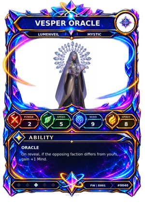Rendered Vesper Oracle Base Champion card