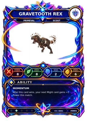 Rendered Gravetooth Rex Convergence Champion card