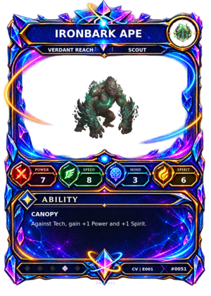 Rendered Ironbark Ape Convergence Champion card