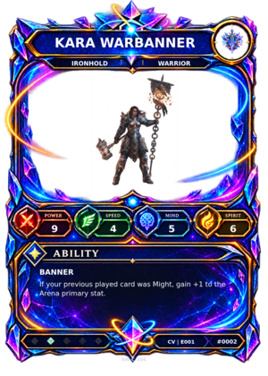 Rendered Kara Warbanner Convergence Champion card